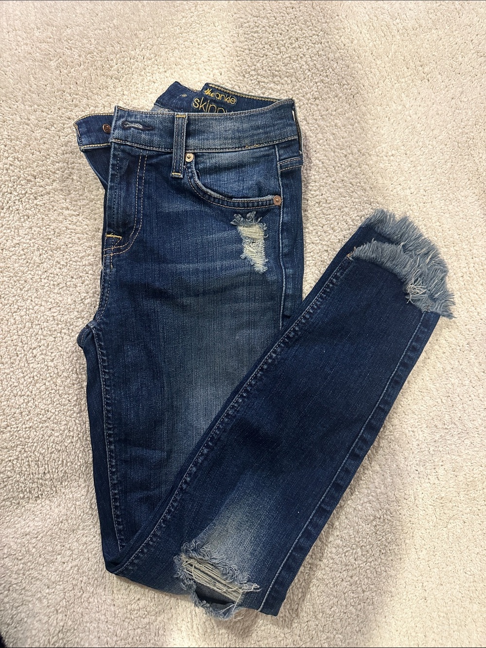 7 For All Mankind skinny jeans with frayed hem